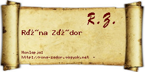 Róna Zádor névjegykártya